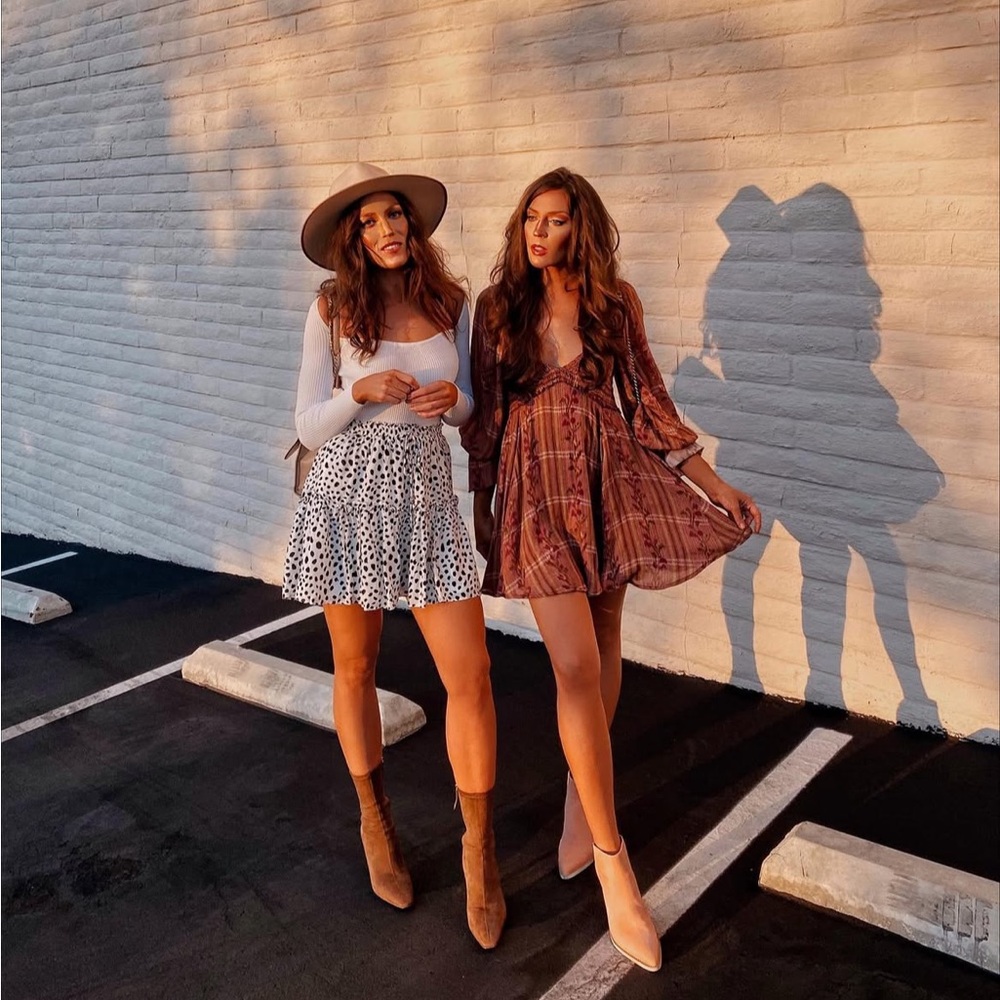 Free People Pink and Brown Mini Dress